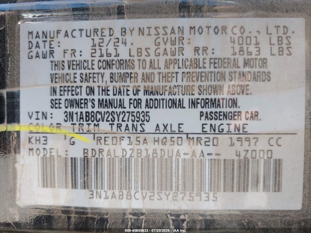 Nissan SENTRA SV 2025 3N1AB8CV2SY275935 Image 9