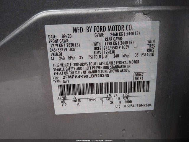 Ford Edge Titanium 2020 2FMPK4K99LBB29249 Image 9
