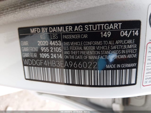 45655676 :رقم المزاد ، WDDGF4HB3EA966022 vin ، 2014 Mercedes-benz C 250 Luxury/sport مزاد بيع