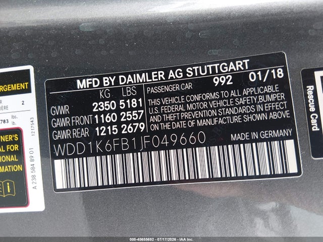 Mercedes-Benz E 400 2018 WDD1K6FB1JF049660 Image 9