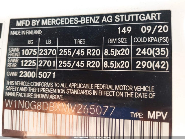 Aukcja sprzedaży 2021 Mercedes-benz Glc 300 Suv, vin: W1N0G8DBXMV265077, numer aukcji: 45655696