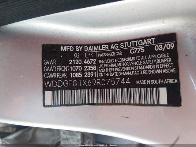 Aukcja sprzedaży 2009 Mercedes-benz C 300 Luxury 4matic/sport 4matic, vin: WDDGF81X69R075744, numer aukcji: 45655750