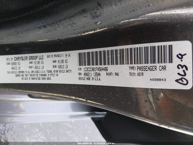 Aukcja sprzedaży 2015 Chrysler 200 Limited, vin: 1C3CCCAB1FN564486, numer aukcji: 45655758