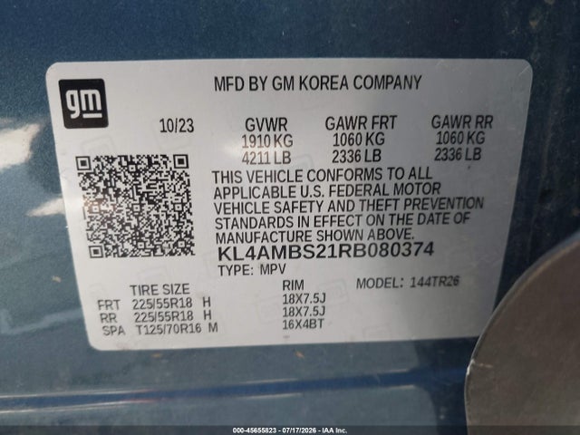 2024 Buick Encore Gx Preferred Fwd მანქანა იყიდება აუქციონზე, vin: KL4AMBS21RB080374, აუქციონის ნომერი: 45655823