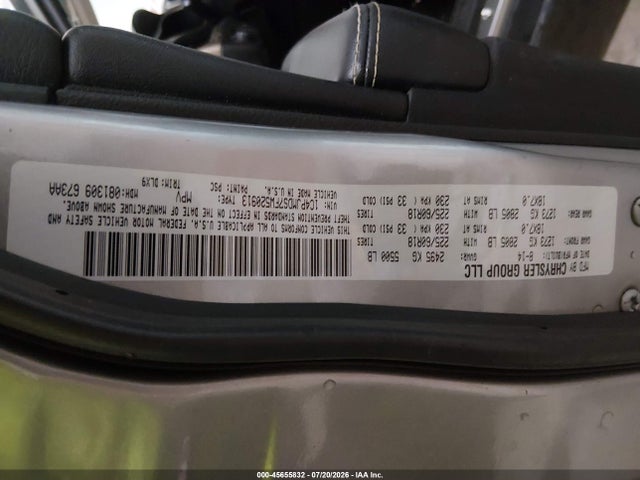 2015 Jeep Cherokee Limited მანქანა იყიდება აუქციონზე, vin: 1C4PJMDS7FW520913, აუქციონის ნომერი: 45655832