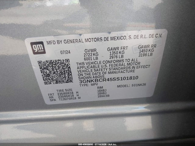 3GNKBCR45SS101810 Chevrolet Blazer Fwd 2lt