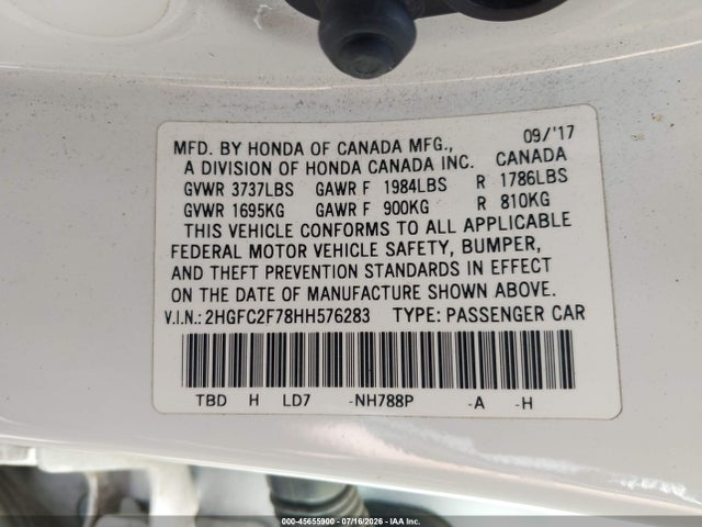 Honda CIVIC EX 2017 2HGFC2F78HH576283 Image 9