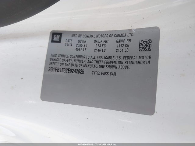 Aukcja sprzedaży 2014 Chevrolet Camaro 1lt, vin: 2G1FB1E32E9242825, numer aukcji: 45655955