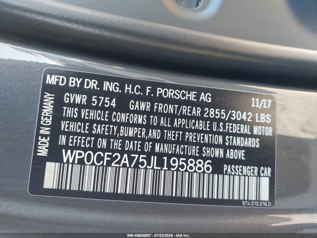 WP0CF2A75JL195886 Porsche Panamera Sport Turismo Turbo