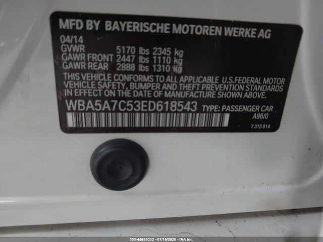 Aukcja sprzedaży 2014 Bmw 528i Xdrive, vin: WBA5A7C53ED618543, numer aukcji: 45656022
