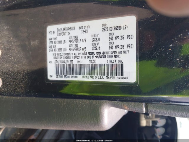 Продажа на аукционе авто 2004 Dodge Ram 1500 St/slt, vin: 1D7HU16NX4J191562, номер лота: 45656050