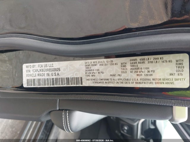 Aukcja sprzedaży 2024 Jeep Grand Cherokee L Limited 4x4, vin: 1C4RJKBG8R8503526, numer aukcji: 45656062