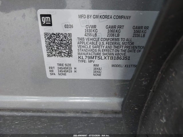 KL79MTSLXTB186351 Chevrolet Trailblazer Fwd Rs