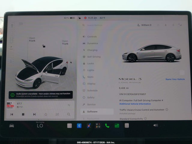 Продаж на аукціоні авто 2025 Tesla Model 3 Long Range Rear-wheel Drive/standard Rear-wheel Drive, vin: 5YJ3E1EA3SF070957, номер лоту: 45656074