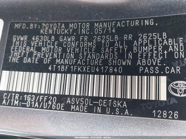 Toyota CAMRY SE 2014 4T1BF1FKXEU417840 Image 9