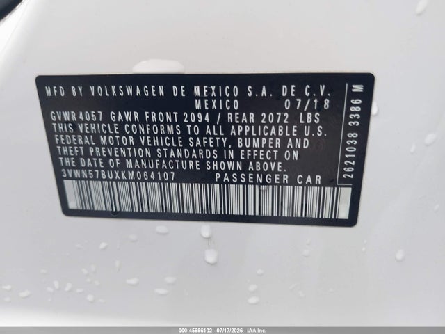 3VWN57BUXKM064107 Volkswagen Jetta 1.4t S