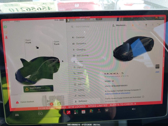 Tesla Model 3 Standard Range Plus Rear-wheel Drive 2021 5YJ3E1EA8MF986083 Image 18