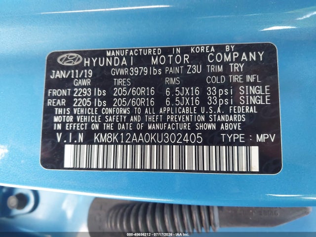 Hyundai Kona Se 2019 KM8K12AA0KU302405 Image 9