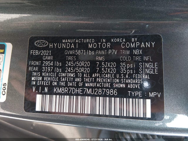 Hyundai Palisade Calligraphy 2021 KM8R7DHE7MU287986 Image 9