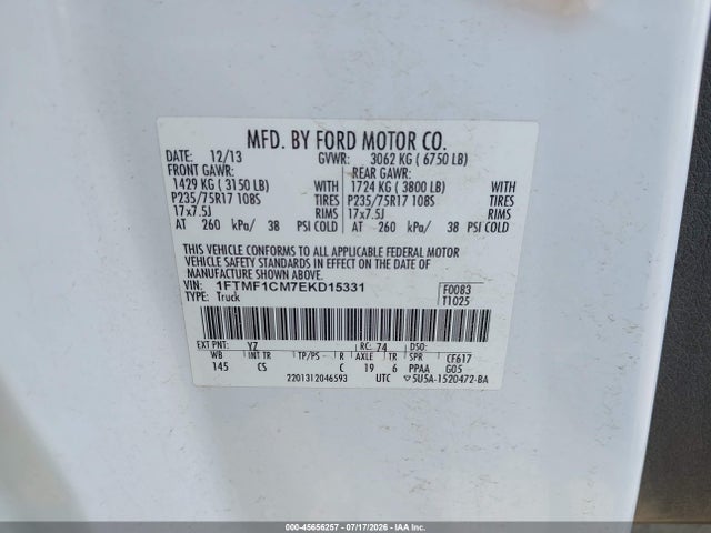 Ford F-150 Xl 2014 1FTMF1CM7EKD15331 Image 9