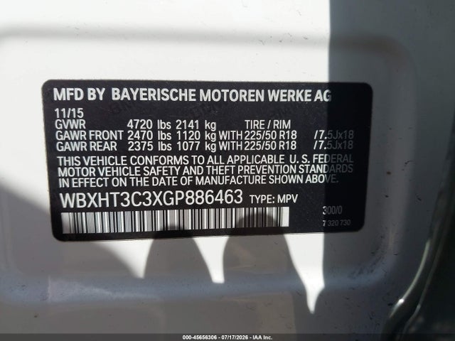 Продажа на аукционе авто 2016 Bmw X1 Xdrive28i, vin: WBXHT3C3XGP886463, номер лота: 45656306
