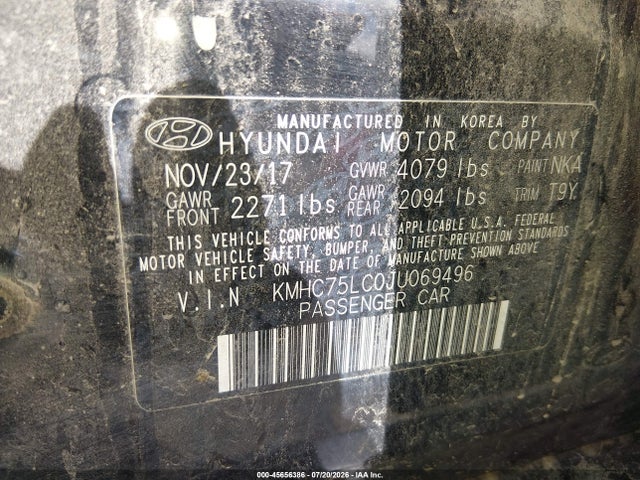 Продаж на аукціоні авто 2018 Hyundai Ioniq Hybrid Sel, vin: KMHC75LC0JU069496, номер лоту: 45656386