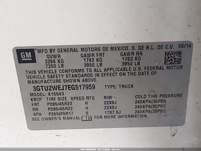 3GTU2WEJ7EG517959 GMC Sierra 1500 Denali