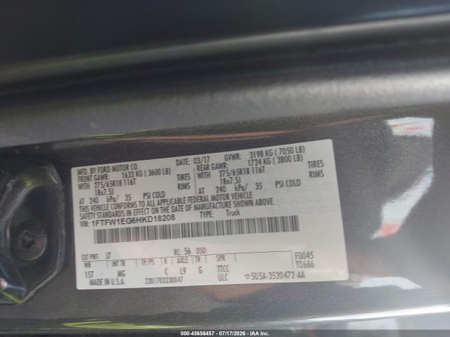 Ford F-150 Xlt 2017 1FTFW1EG6HKD18208 Image 9