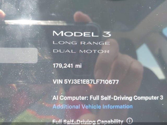 Tesla Model 3 Long Range Dual Motor All-wheel Drive 2020 5YJ3E1EB7LF710677 Image 15