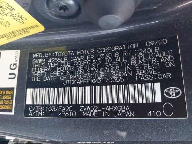 JTDKAMFPXM3170355 Toyota Prius Prime Xle