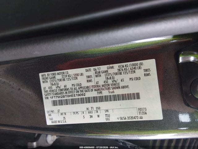 1FT7W2BT0HEE19092 Ford F-250 King Ranch/lariat/platinum/xl/xlt
