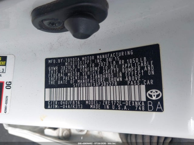 Toyota COROLLA LE 2016 5YFBURHEXGP382278 Image 9