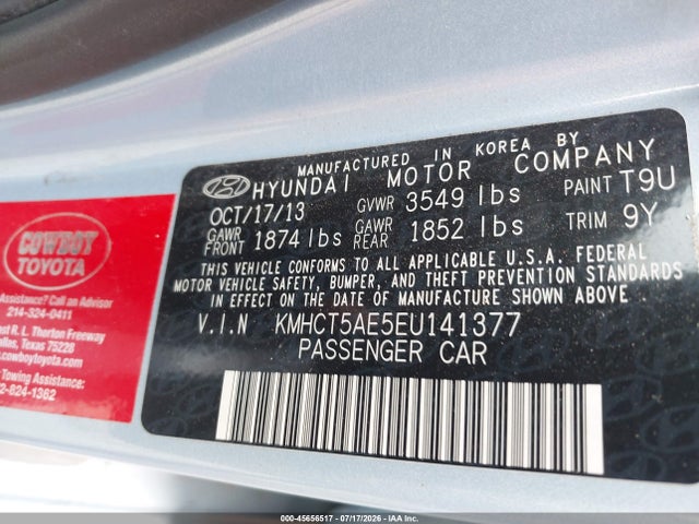 Hyundai ACCENT GS 2014 KMHCT5AE5EU141377 Image 9