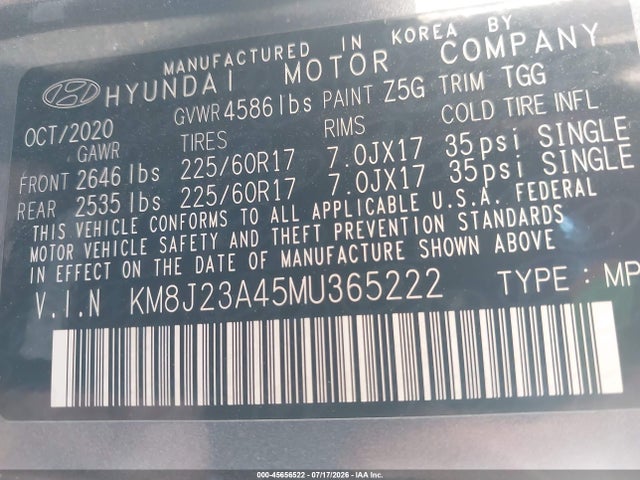 Hyundai TUCSON SE 2021 KM8J23A45MU365222 Image 9
