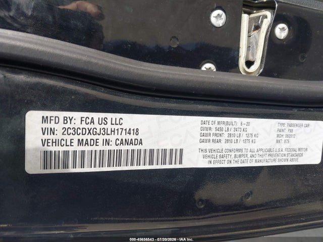 Продажа на аукционе авто 2020 Dodge Charger Scat Pack Rwd, vin: 2C3CDXGJ3LH171418, номер лота: 45656543