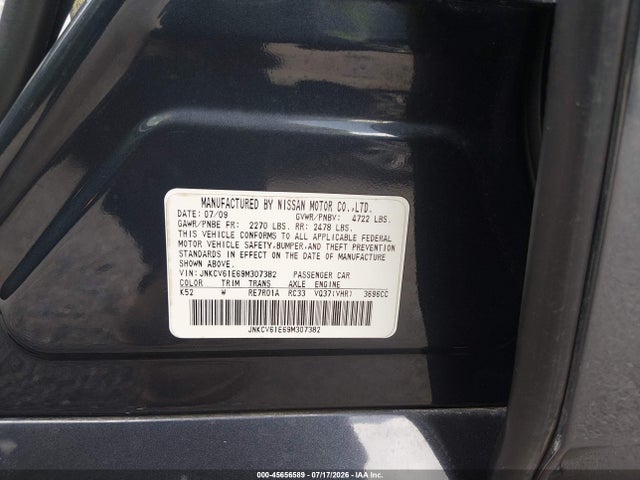 Продажа на аукционе авто 2009 Infiniti G37 Journey, vin: JNKCV61E69M307382, номер лота: 45656589