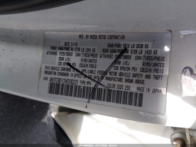 JM3TCBDY2H0130221 Mazda Cx-9 Grand Touring