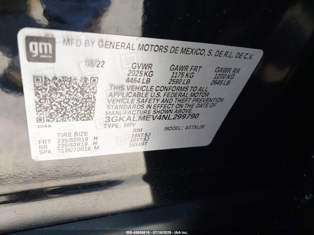 3GKALMEV4NL299790 GMC Terrain Fwd Sle