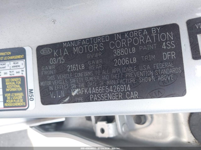 KIA FORTE LX 2015 KNAFK4A66F5426914 Image 9