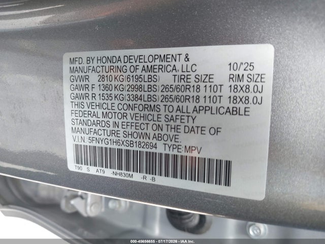 5FNYG1H6XSB182694 Honda Pilot Trailsport
