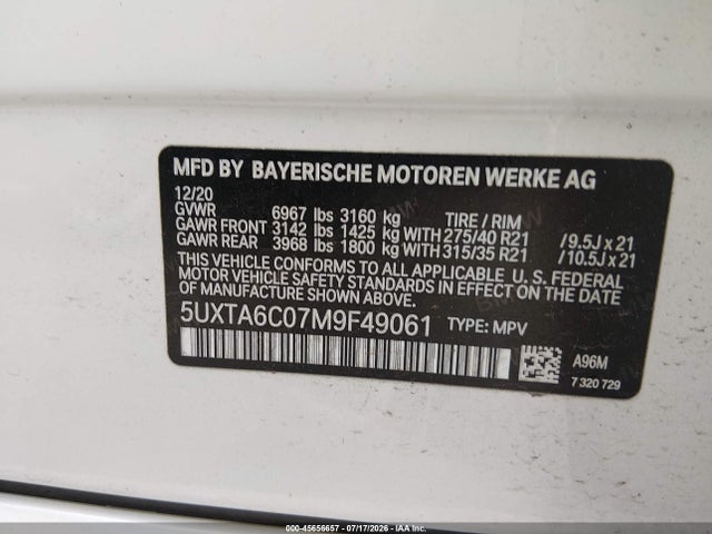 BMW X5 Phev Xdrive45e 2021 5UXTA6C07M9F49061 Image 9