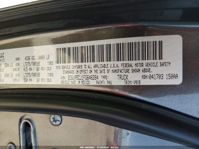 Aukcja sprzedaży 2015 Ram 2500 Tradesman, vin: 3C6UR5CJ1FG646264, numer aukcji: 45656661