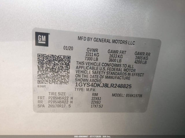 Продаж на аукціоні авто 2020 Cadillac Escalade 4wd Platinum, vin: 1GYS4DKJ8LR248825, номер лоту: 45656667