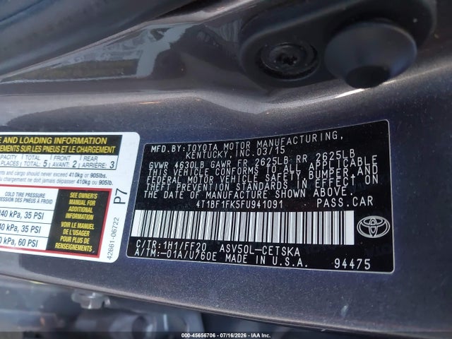 Toyota CAMRY SE 2015 4T1BF1FK5FU941091 Image 9