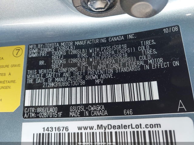 Продаж на аукціоні авто 2009 Lexus Rx 350, vin: 2T2HK31U89C130798, номер лоту: 45656714