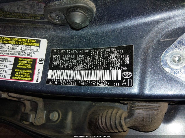 2T1BURHE5FC275508 Toyota COROLLA LE