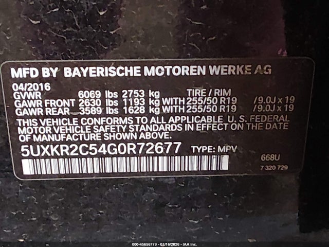 2016 Bmw X5 Sdrive35i მანქანა იყიდება აუქციონზე, vin: 5UXKR2C54G0R72677, აუქციონის ნომერი: 45656779