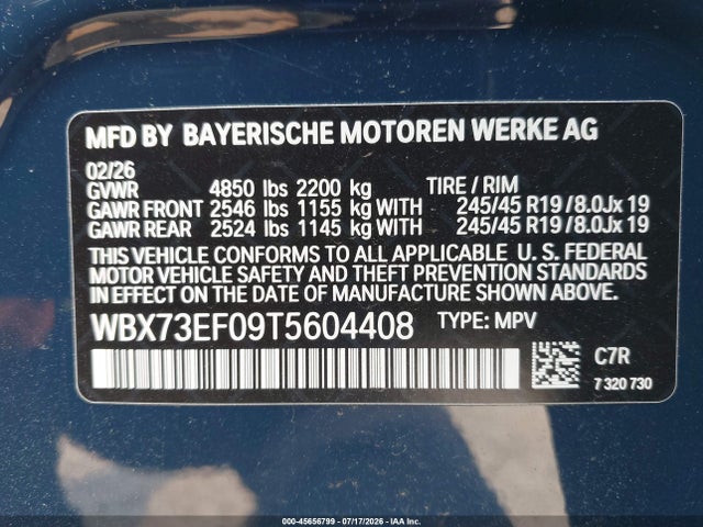 Продаж на аукціоні авто 2026 Bmw X1 Xdrive28i, vin: WBX73EF09T5604408, номер лоту: 45656799