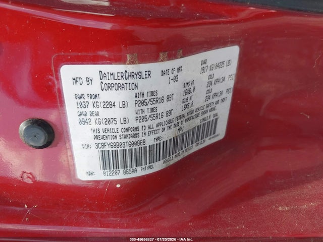 Продажа на аукционе авто 2003 Chrysler Pt Cruiser Limited, vin: 3C8FY68B03T600888, номер лота: 45656827