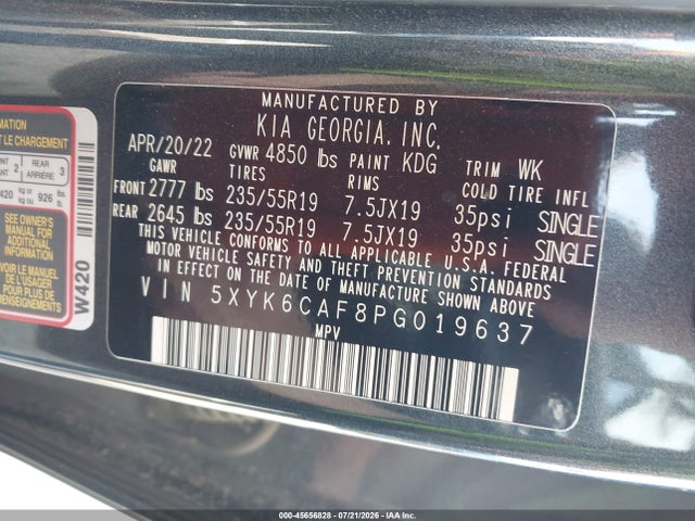 Aukcja sprzedaży 2023 Kia Sportage X-line, vin: 5XYK6CAF8PG019637, numer aukcji: 45656828